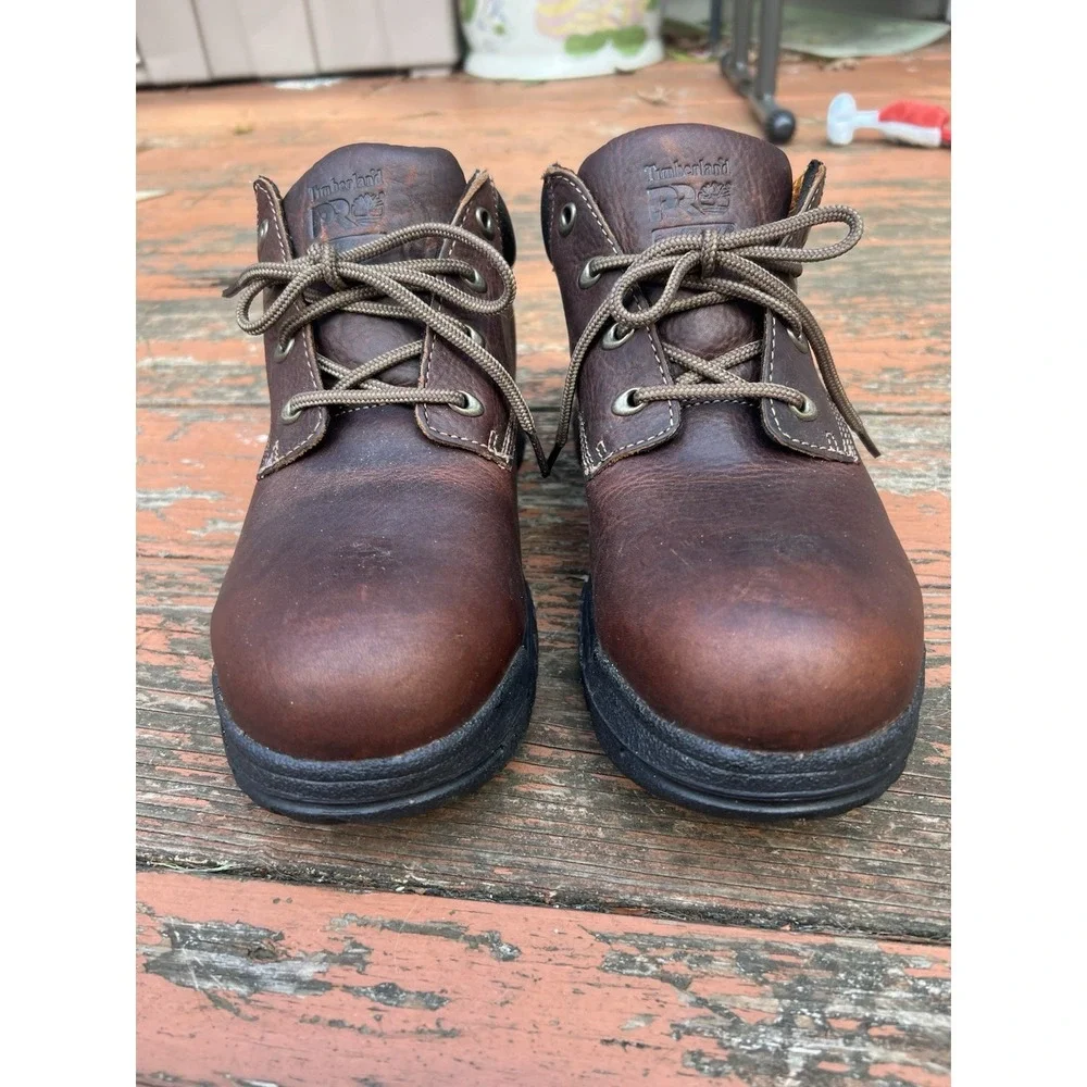 Timberland PRO TiTAN 47028 Mens 9.5M Brown Leather Alloy Toe Work Shoes EH